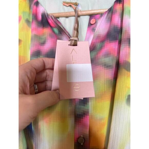 NWT Alexis Leonie Belted Abstract-Print Mini Dress Iridescent Size: Large - Picture 5 of 10